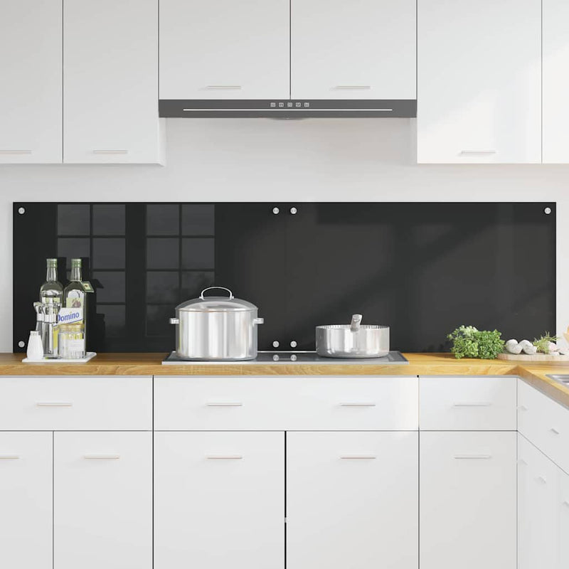 Afbeelding laden in galerijviewer, Vidaxl keuken achterwand 2 pcs zwart 90 x 50 cm gehard glas
