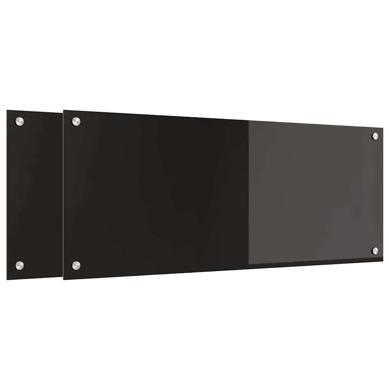 Afbeelding laden in galerijviewer, Vidaxl keuken achterwand 2 pcs zwart 100 x 40 cm gehard glas
