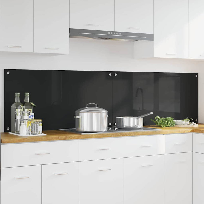 Afbeelding laden in galerijviewer, Vidaxl keuken achterwand 2 pcs zwart 100 x 50 cm gehard glas
