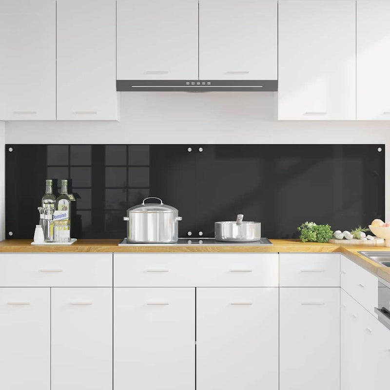 Afbeelding laden in galerijviewer, Vidaxl keuken achterwand 2 pcs zwart 100 x 50 cm gehard glas
