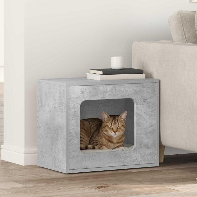 Afbeelding laden in galerijviewer, Vidaxl kattenhuis beton 51 x 30 x 42,5 cm bewerkt hout
