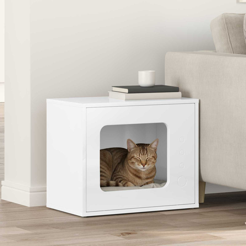 Afbeelding laden in galerijviewer, Vidaxl kattenhuis glanzend wit 51 x 30 x 42,5 cm bewerkt hout
