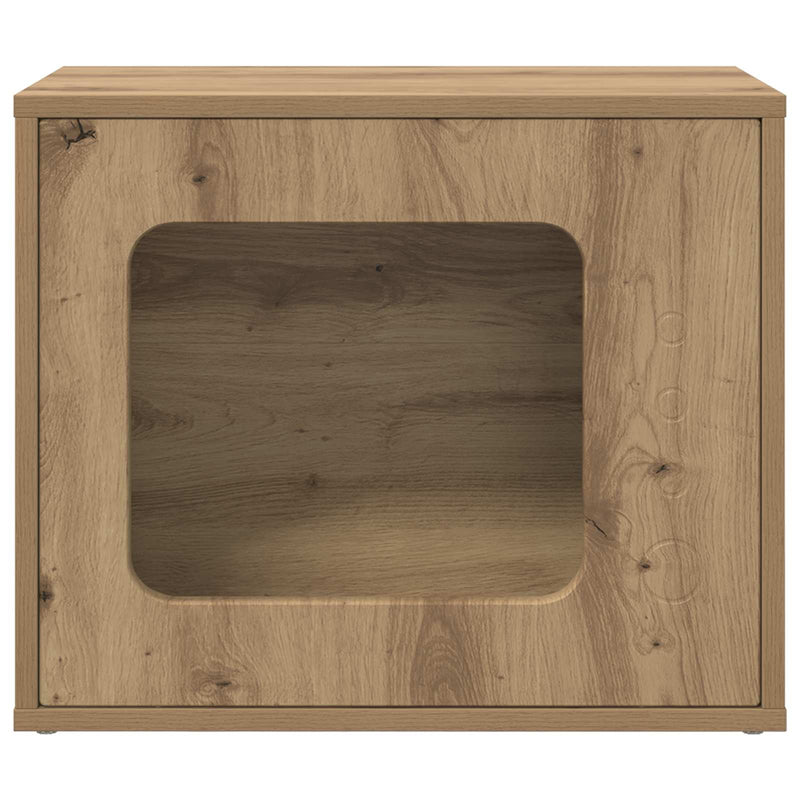 Afbeelding laden in galerijviewer, Vidaxl kattenhuis ambachtelijk eiken 51 x 30 x 42,5 cm bewerkt hout
