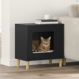 Vidaxl kattenhuis zwart 51 x 30 x 52 cm bewerkt hout