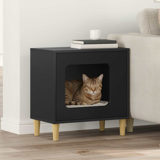 Vidaxl kattenhuis zwart 51 x 30 x 52 cm bewerkt hout