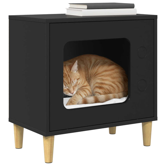 Vidaxl kattenhuis zwart 51 x 30 x 52 cm bewerkt hout