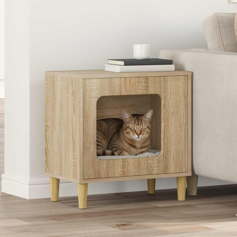 Afbeelding laden in galerijviewer, Vidaxl kattenhuis sonoma 51 x 30 x 52 cm bewerkt hout

