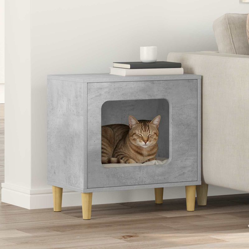Afbeelding laden in galerijviewer, Vidaxl kattenhuis beton 51 x 30 x 52 cm bewerkt hout
