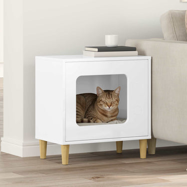 Vidaxl kattenhuis glanzend wit 51 x 30 x 52 cm bewerkt hout