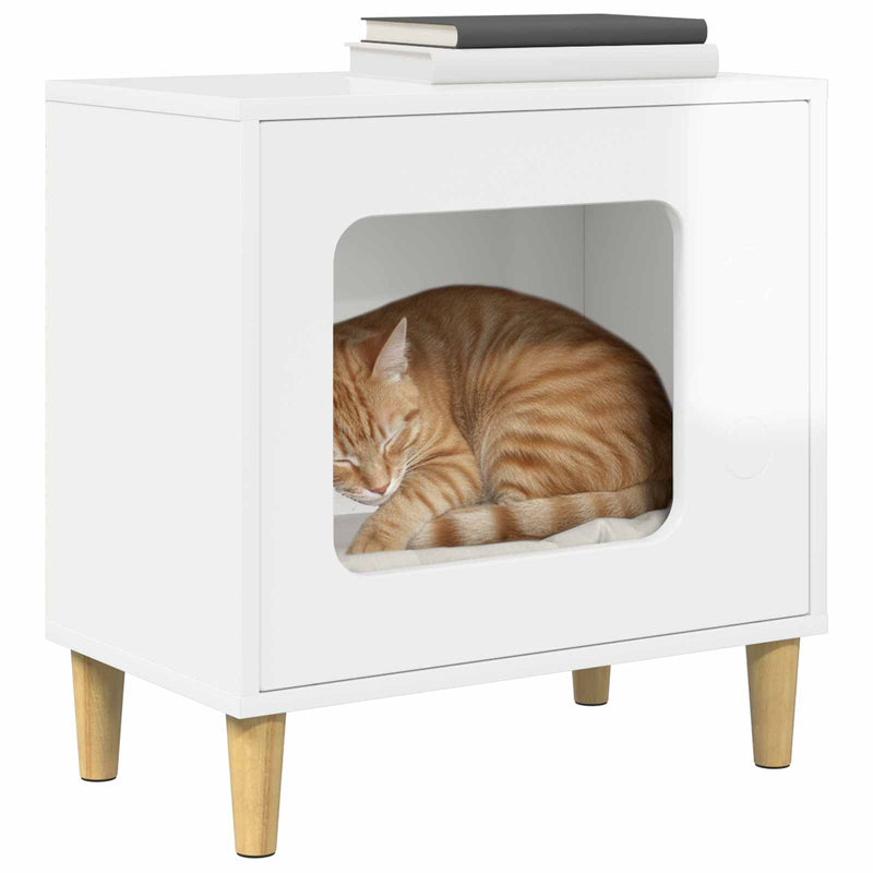 Afbeelding laden in galerijviewer, Vidaxl kattenhuis glanzend wit 51 x 30 x 52 cm bewerkt hout
