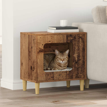 Vidaxl kattenhuis oudhout 51 x 30 x 52 cm bewerkt hout