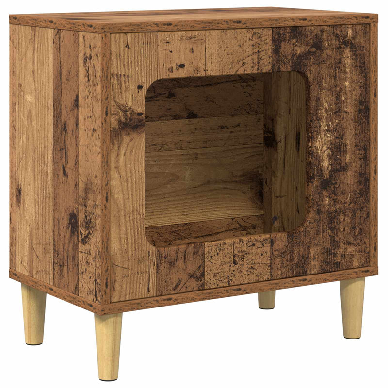 Afbeelding laden in galerijviewer, Vidaxl kattenhuis oudhout 51 x 30 x 52 cm bewerkt hout

