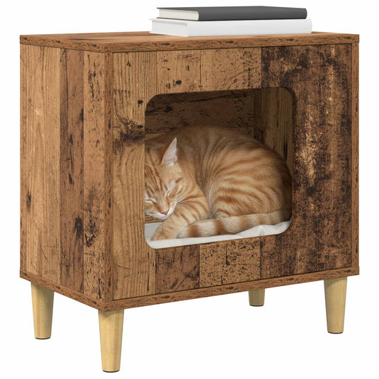 Vidaxl kattenhuis oudhout 51 x 30 x 52 cm bewerkt hout