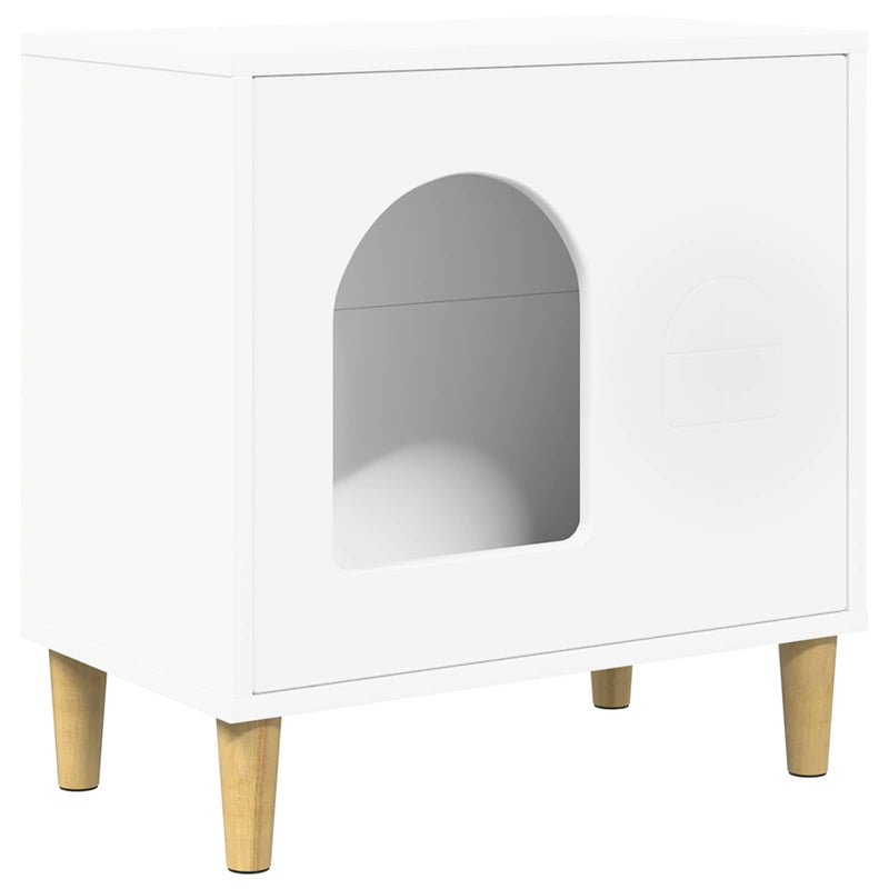 Afbeelding laden in galerijviewer, Vidaxl kattenhuis wit 51 x 30 x 52 cm bewerkt hout
