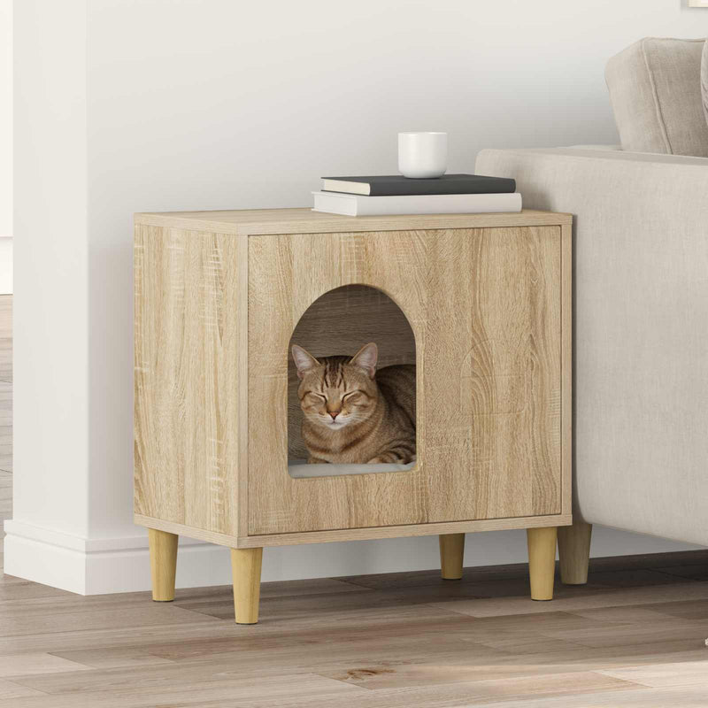 Afbeelding laden in galerijviewer, Vidaxl kattenhuis sonoma 51 x 30 x 52 cm bewerkt hout
