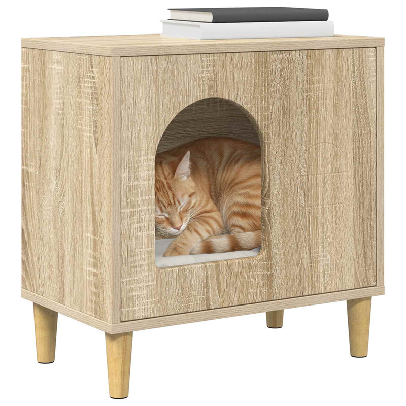 Afbeelding laden in galerijviewer, Vidaxl kattenhuis sonoma 51 x 30 x 52 cm bewerkt hout
