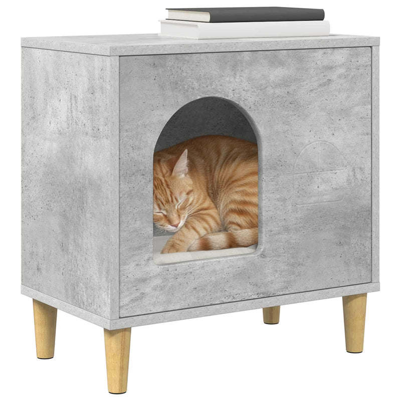 Afbeelding laden in galerijviewer, Vidaxl kattenhuis beton 51 x 30 x 52 cm bewerkt hout
