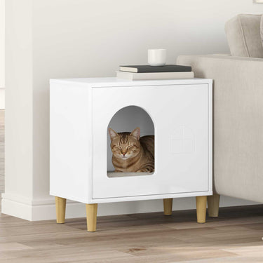 Vidaxl kattenhuis glanzend wit 51 x 30 x 52 cm bewerkt hout