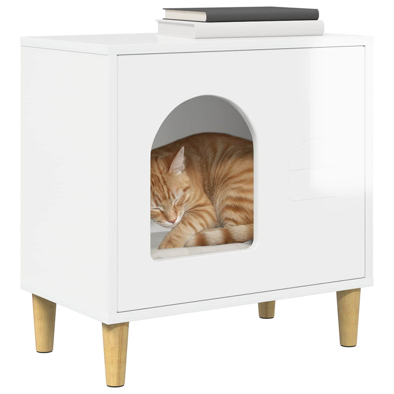 Afbeelding laden in galerijviewer, Vidaxl kattenhuis glanzend wit 51 x 30 x 52 cm bewerkt hout
