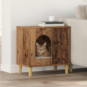 Vidaxl kattenhuis oudhout 51 x 30 x 52 cm bewerkt hout