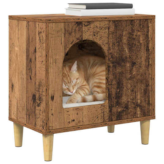 Vidaxl kattenhuis oudhout 51 x 30 x 52 cm bewerkt hout