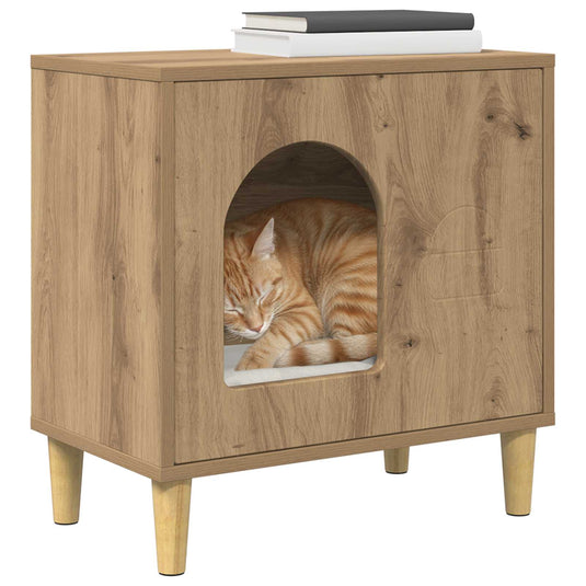 Vidaxl kattenhuis ambachtelijk eiken 51 x 30 x 52 cm bewerkt hout