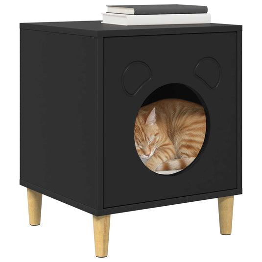 Vidaxl kattenhuis zwart 42,5 x 40 x 53 cm bewerkt hout