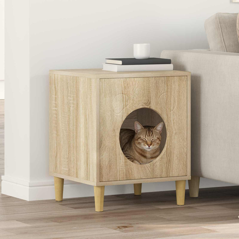 Afbeelding laden in galerijviewer, Vidaxl kattenhuis sonoma 42,5 x 40 x 53 cm bewerkt hout
