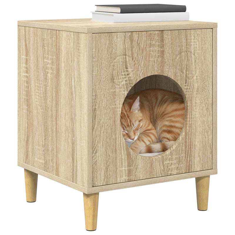 Afbeelding laden in galerijviewer, Vidaxl kattenhuis sonoma 42,5 x 40 x 53 cm bewerkt hout
