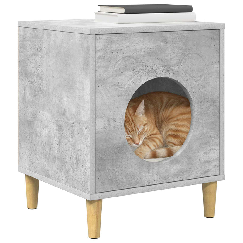 Afbeelding laden in galerijviewer, Vidaxl kattenhuis beton 42,5 x 40 x 53 cm bewerkt hout
