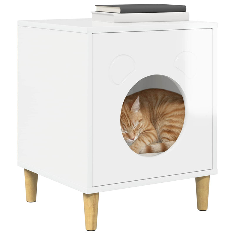ギャラリービューアに画像をロードする, Vidaxl kattenhuis glanzend wit 42,5 x 40 x 53 cm bewerkt hout
