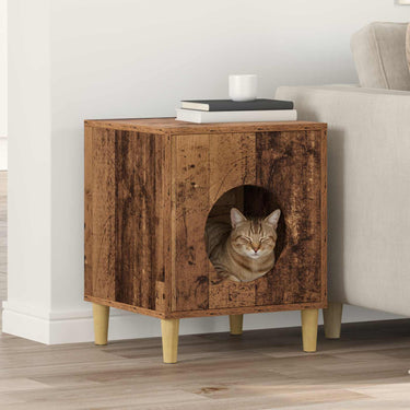 Vidaxl kattenhuis oudhout 42,5 x 40 x 53 cm bewerkt hout