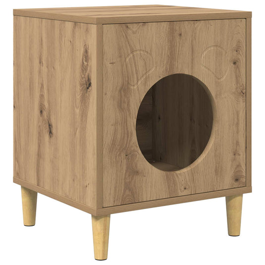 Vidaxl kattenhuis ambachtelijk eiken 42,5 x 40 x 53 cm bewerkt hout