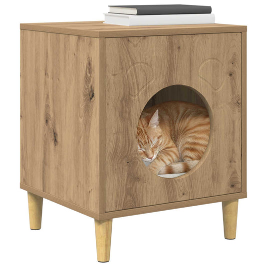 Vidaxl kattenhuis ambachtelijk eiken 42,5 x 40 x 53 cm bewerkt hout