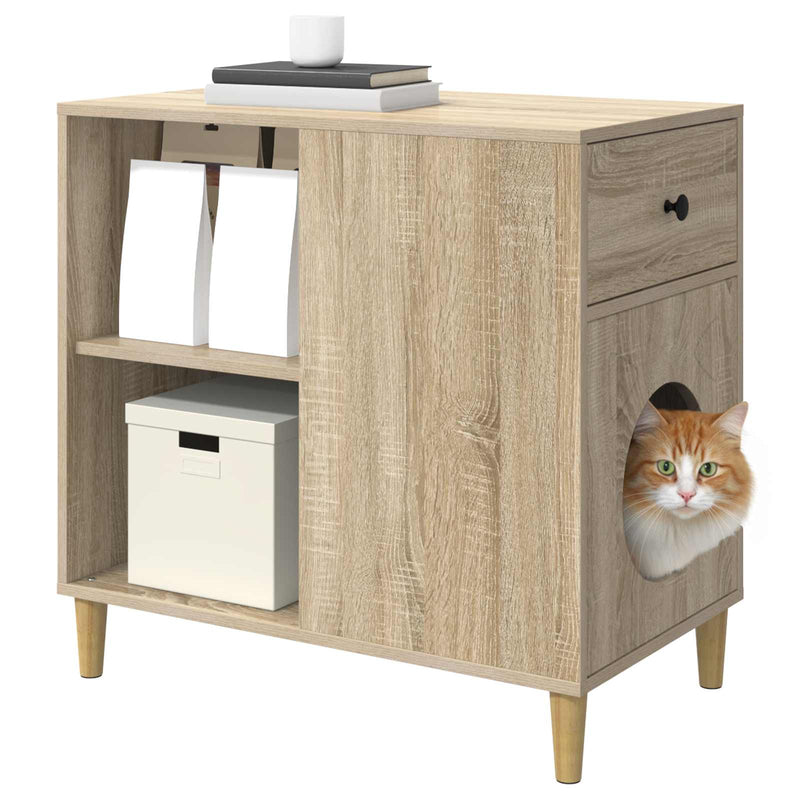 ギャラリービューアに画像をロードする, Vidaxl kattenhuis sonoma 72 x 42,5 x 70 cm bewerkt hout
