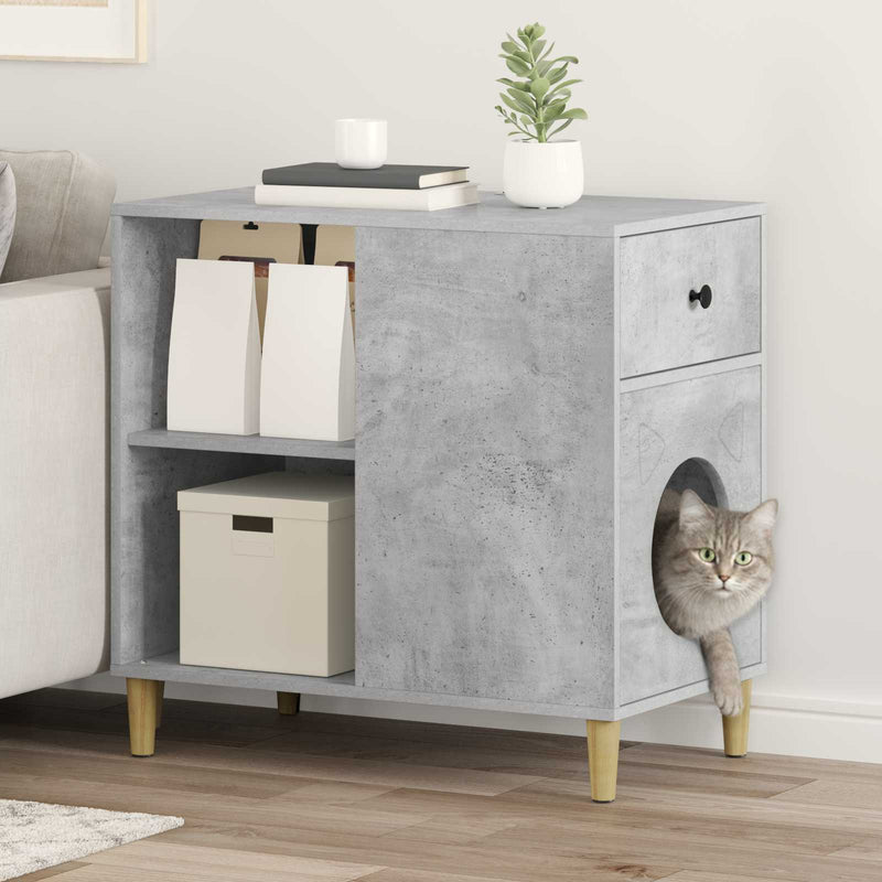 ギャラリービューアに画像をロードする, Vidaxl kattenhuis beton 72 x 42,5 x 70 cm bewerkt hout
