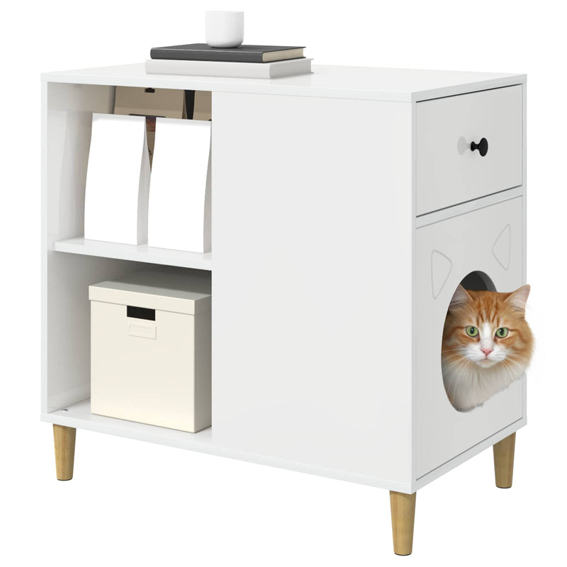 ギャラリービューアに画像をロードする, Vidaxl kattenhuis glanzend wit 72 x 42,5 x 70 cm bewerkt hout
