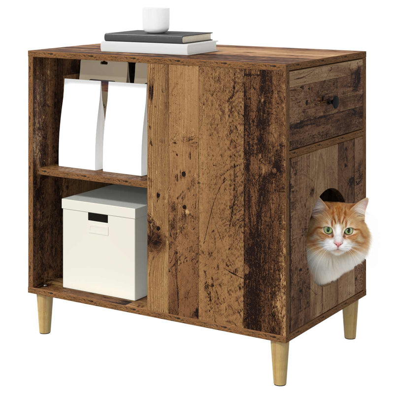 ギャラリービューアに画像をロードする, Vidaxl kattenhuis oudhout 72 x 42,5 x 70 cm bewerkt hout
