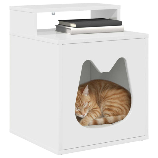Vidaxl kattenhuis glanzend wit 42,5 x 40 x 53,5 cm bewerkt hout