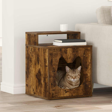 Vidaxl kattenhuis gerookt eiken 42,5 x 40 x 53,5 cm bewerkt hout