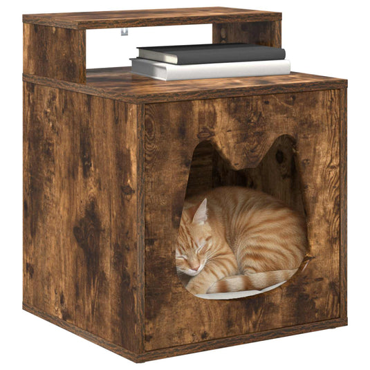 Vidaxl kattenhuis gerookt eiken 42,5 x 40 x 53,5 cm bewerkt hout
