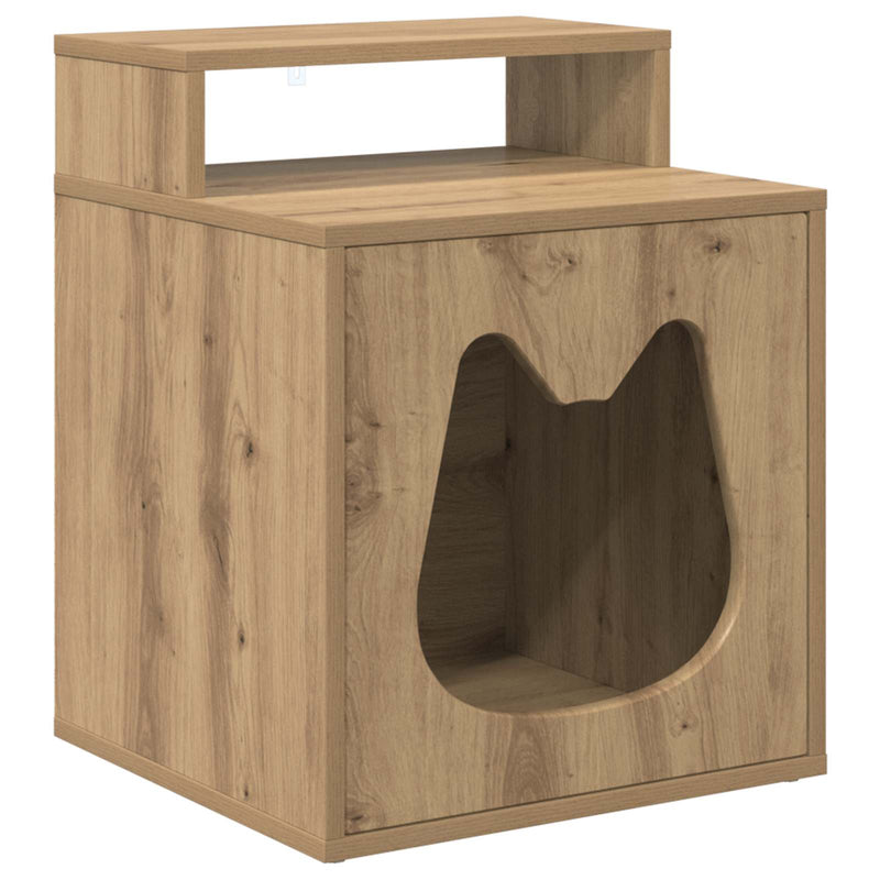 ギャラリービューアに画像をロードする, Vidaxl kattenhuis ambachtelijk eiken 42,5 x 40 x 53,5 cm bewerkt hout
