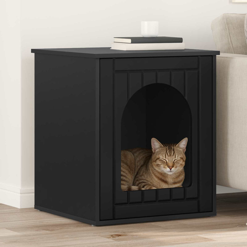 ギャラリービューアに画像をロードする, Vidaxl kattenhuis zwart 53 x 52 x 62 cm bewerkt hout
