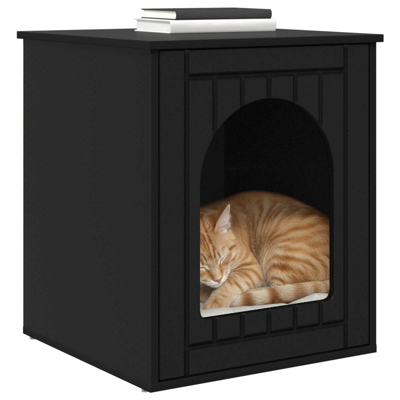 ギャラリービューアに画像をロードする, Vidaxl kattenhuis zwart 53 x 52 x 62 cm bewerkt hout
