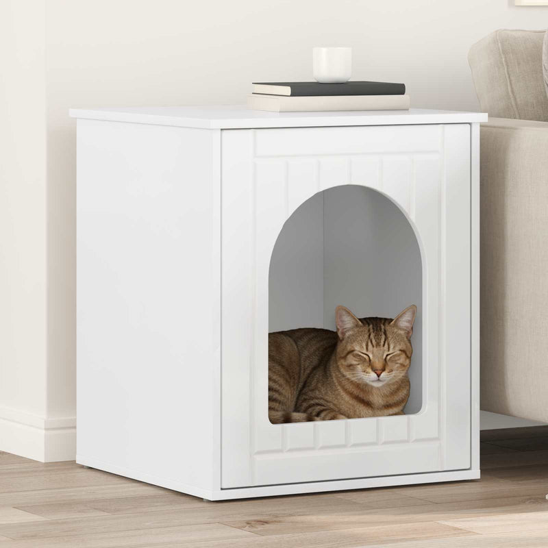 Chargez l'image dans la visionneuse de la galerie, Vidaxl kattenhuis glanzend wit 53 x 52 x 62 cm bewerkt hout
