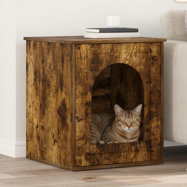 Vidaxl kattenhuis gerookt eiken 53 x 52 x 62 cm bewerkt hout