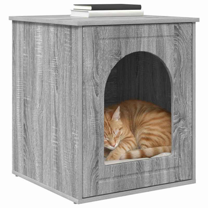 Afbeelding laden in galerijviewer, Vidaxl kattenhuis grijs sonoma 53 x 52 x 62 cm bewerkt hout
