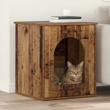 Vidaxl kattenhuis oudhout 53 x 52 x 62 cm bewerkt hout