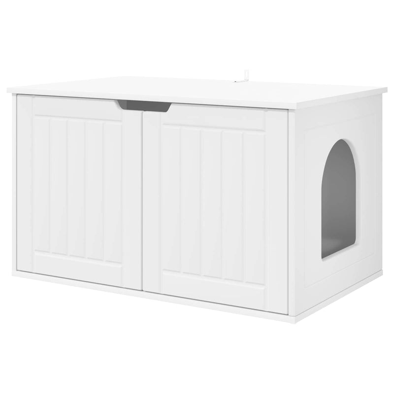 Afbeelding laden in galerijviewer, Vidaxl kattenhuis wit 85 x 55 x 50,5 cm bewerkt hout
