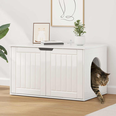 Vidaxl kattenhuis glanzend wit 85 x 55 x 50,5 cm bewerkt hout